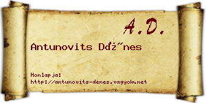 Antunovits Dénes névjegykártya